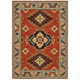6' X 9' Red Gold Blue Brown Oriental Power Loom Stain Resistant Area Rug With Fringe