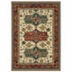 2' X 3' Brick Red Orange Rust Beige Gold Pale Blue Olive Navy And Black Oriental Power Loom Stain Resistant Area Rug With Fringe