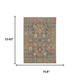 2' X 6' Grey Salmon Pink Gold Blue Rust Deep Blue Ivory And Green Oriental Power Loom Stain Resistant Runner Rug With Fringe