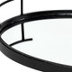 20" Black Metal And Mirrored Glass Oval Vanity Tray With Handles