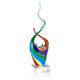 14" Clear Red Blue Yellow Murano Glass Modern Abstract Tabletop Sculpture
