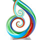 12" Clear and Rainbow Murano Glass Modern Abstract Tabletop Sculpture