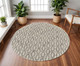 10' Ivory And Taupe Geometric Hand Tufted Round Rug