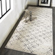 8' Tan Silver And Gray Quatrefoil Runner Rug
