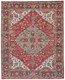 2' X 3' Red Gray And Ivory Wool Floral Hand Knotted Distressed Stain Resistant Area Rug With Fringe