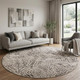 8' Gray and White Round Wool Abstract Hand Tufted Area Rug