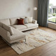 9' X 12' Ivory Blue And Brown Wool Abstract Tufted Handmade Stain Resistant Area Rug
