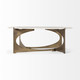 49" Round White Marble Top Gold And Metal Base Coffee Table