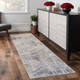 8' Ivory Gray And Tan Abstract Distressed Runner Rug
