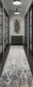 12' Tan Ivory And Blue Abstract Power Loom Distressed Runner Rug