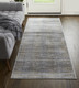 8' Taupe Silver And Tan Abstract Runner Rug