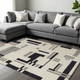 9' X 12' Ivory Black And Gray Wool Abstract Hand Tufted Area Rug