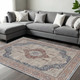 10' X 13' Gray Red And Blue Floral Area Rug