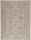 8' X 10' Tan And Blue Floral Hand Knotted Area Rug