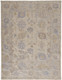 9' X 12' Tan Orange And Blue Floral Hand Knotted Stain Resistant Area Rug