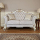 66" Two Tone Ivory And Pearl Velvet Loveseat and Toss Pillows