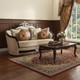 75" Tan Velvet Curved Loveseat and Toss Pillows