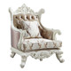 43" Tan And White Fabric Floral Wingback Chair