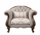48" Beige and Brown Fabric Floral Arm Chair