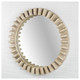 35" Round Natural Brown Wood Frame Wall Mirror