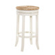 30" Natural And Antiqued White Solid Wood Swivel Backless Bar Height Bar Chair
