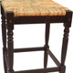 29" Natural and Espresso Wicker and Solid Wood Backless Bar Height Bar Chair