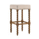 30" Cream And Natural Solid Wood Backless Bar Height Bar Chair
