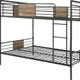 83" X 65" X 68" Sandy Black  Dark Bronze Handbrushed Queen Over Queen Bunk Bed