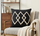 20" X 20" White And Black 100% Cotton Geometric Zippered Pillow