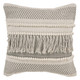 20" Beige and Ivory Throw Pillow with Fringe