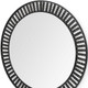 42" Round Black Metal Frame Wall Mirror With Wood Beads