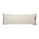 14" X 36" Navy Blue And Tan Cotton Striped Throw Pillow with Fringe