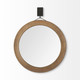 44" Brown Round Wood Framed Rope Hanging Accent Mirror