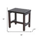 Compact Rectangular Teak Lattice Pattern Shower Or Outdoor Bench In Brown Finish