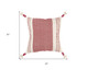 20" Red and White Color Block Cotton Throw Pillow With Tassels