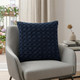 20" Blue Cotton Throw Pillow With Texture