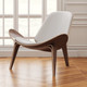 36" White and Brown Faux Leather Lounge Chair