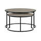 Set of Two 32" Gray And Black Concrete And Metal Round Nested Coffee Tables