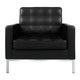 31" Black and Silver Italian Leather Tufted Club Chair