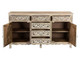 66" Gray Distressed Solid Wood Carved Floral Six Drawer Sideboard with Two Doors