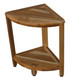 17" Brown Teak Corner Shower Bench With Shelf