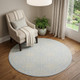 5' Light Blue Round Floral Power Loom Area Rug