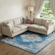 8' X 10' Blue Damask Power Loom Area Rug