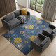 9' X 12' Navy Blue Floral Power Loom Area Rug