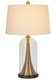 29" Clear Metal Table Lamp With White Empire Shade