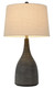 29" Black Ceramic Round Table Lamp With Beige Empire Shade