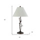 32" Rust Metal Table Lamp With Gray Empire Shade