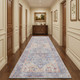 10' Gray Floral Power Loom Distressed Washable Runner Rug