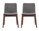 Set of Two Gray and Brown Fabric Dining Side Chairs