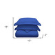 Navy Blue King Cotton Blend Washable Duvet Cover Set With Two Shams